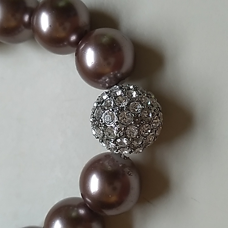 Vintage Bronze Necklace With Pave Stone, 16inch
